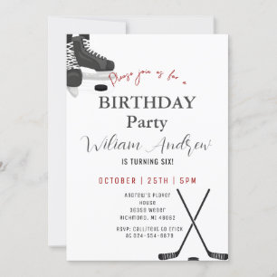 Invitación Fiesta de cumpleaños de hockey minimalista persona