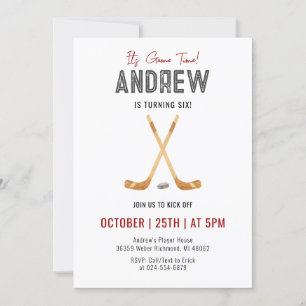 Invitación Fiesta de cumpleaños de hockey sobre acuarela pers