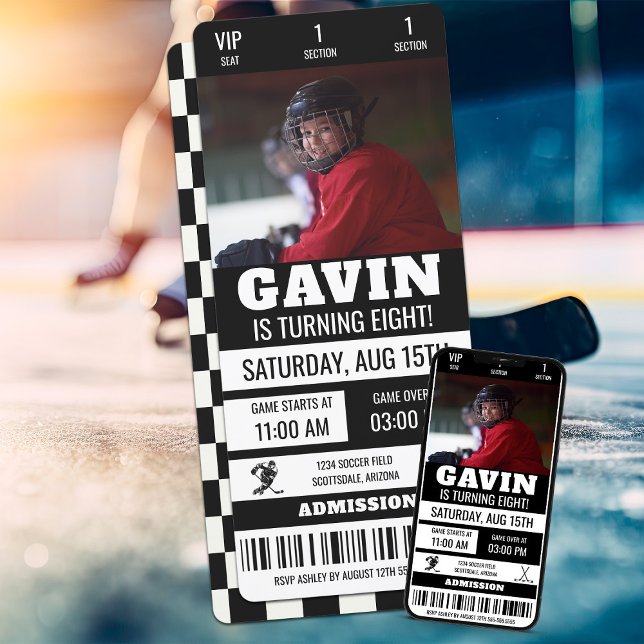 Invitación Fiesta de cumpleaños de hockey sobre fotografía pe (Subido por el creador)