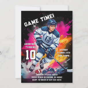 Invitación Fiesta de Cumpleaños de Hockey sobre Hielo Persona