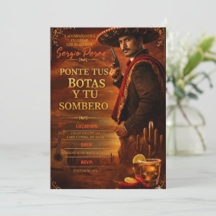 Invitación Fiesta de Cumpleaños de Hombre Adulto Vaquero Mexi