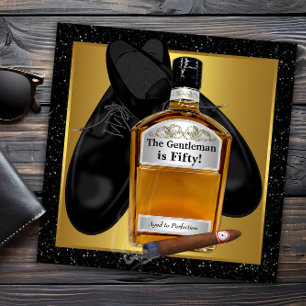 Invitación Fiesta de cumpleaños de hombre con oro envejecido