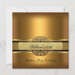 Invitación Fiesta de cumpleaños de hombre en bronce dorado pa