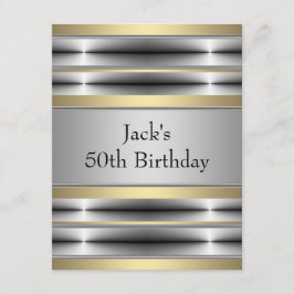 Invitación Fiesta de Cumpleaños de Hombre en Plata y Oro