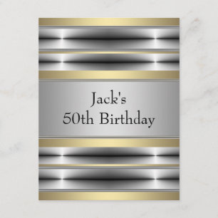 Invitación Fiesta de Cumpleaños de Hombre en Plata y Oro