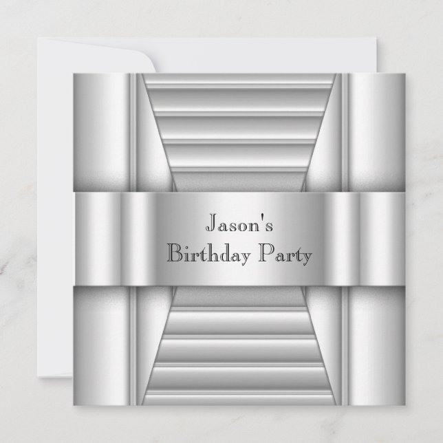 Invitación Fiesta de cumpleaños de hombre estilo blanco plate (Anverso)