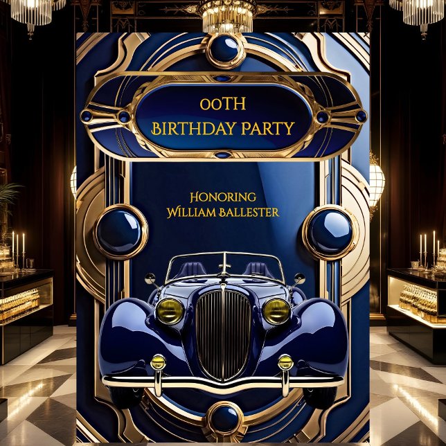 Invitación Fiesta de cumpleaños de hombre Royal Blue Gold Coc (Subido por el creador)