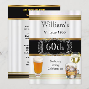 Invitación Fiesta de cumpleaños de hombre vintage 60 años cer