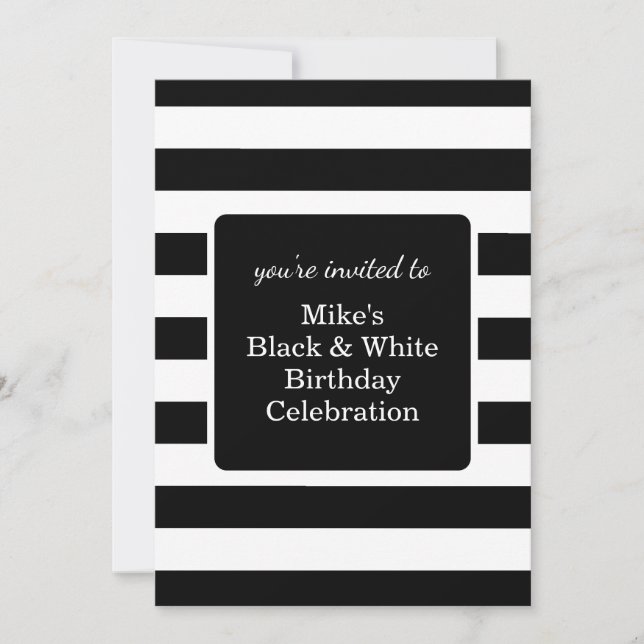 Invitación Fiesta de cumpleaños de hombres blancos y negros (Anverso)