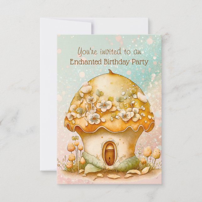 Invitación Fiesta de cumpleaños de hongos encantados de 2 año (Anverso)