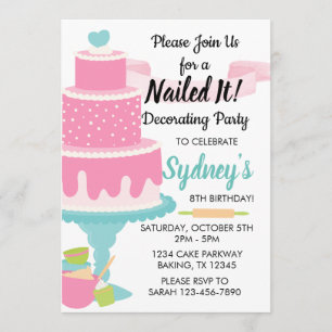 Invitación Fiesta de cumpleaños de horneado decorativo para p