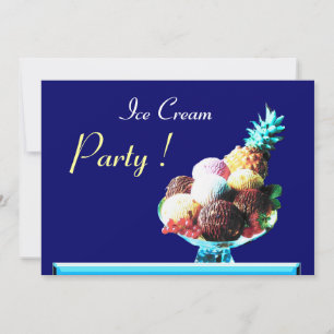 Invitación FIESTA DE CUMPLEAÑOS DE ICE CREAM 2,azul