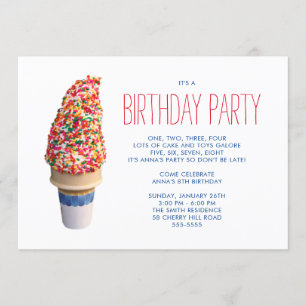 Invitación Fiesta de cumpleaños de Ice Cream Cone