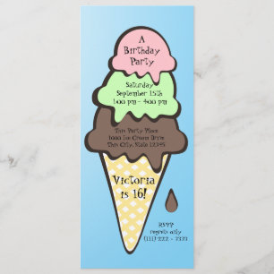 Invitación Fiesta de cumpleaños de Ice Cream Cone