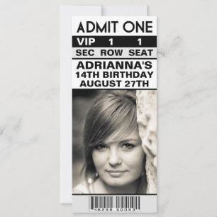 Invitación Fiesta de cumpleaños de Ice White VIP Photo Ticket