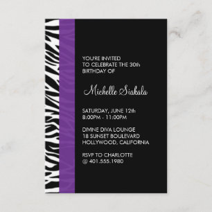 Invitación fiesta de cumpleaños de impresión de cebra
