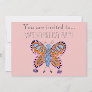 Invitación fiesta de cumpleaños de infantes de mariposa perso