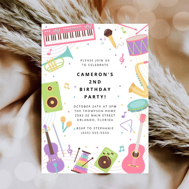 Invitación Fiesta de cumpleaños de instrumento musical (Subido por el creador)