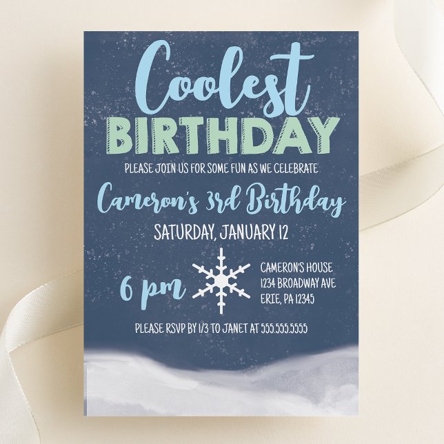Invitación Fiesta de cumpleaños de invierno de copas de nieve (Subido por el creador)