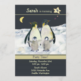 Invitación Fiesta de cumpleaños de invierno de los pingüinos