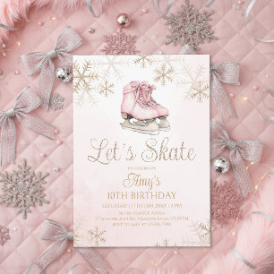 Invitación Fiesta de Cumpleaños de Invierno de Patinaje sobre