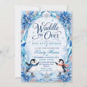 Invitación Fiesta de cumpleaños de invierno de pingüino