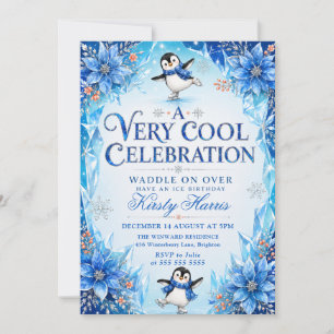 Invitación Fiesta de cumpleaños de invierno de pingüino