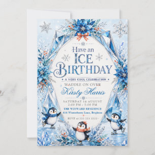 Invitación Fiesta de cumpleaños de invierno de pingüino