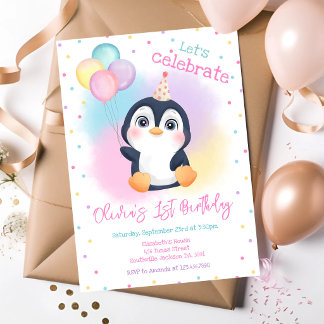 Invitación Fiesta de cumpleaños de invierno de pingüino