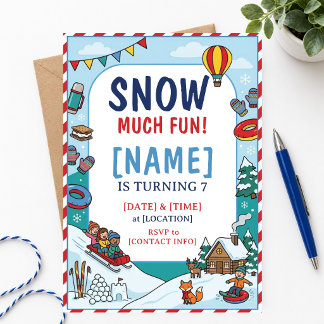 Invitación Fiesta de cumpleaños de invierno de trineo de 7 añ