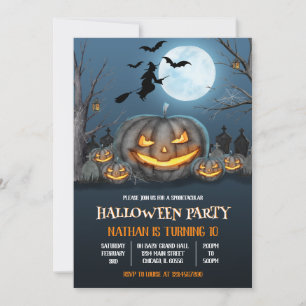 Invitación Fiesta de cumpleaños de Jack-o-Lantern Halloween
