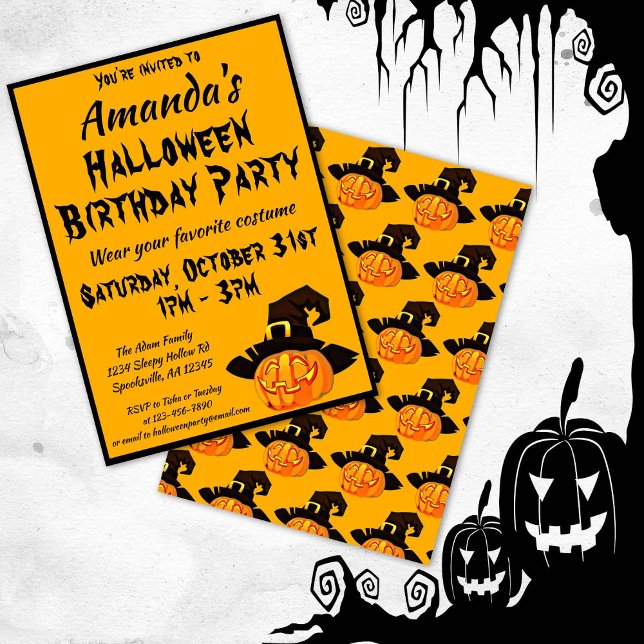 Invitación Fiesta de cumpleaños de Jack O'Lantern Halloween (Subido por el creador)