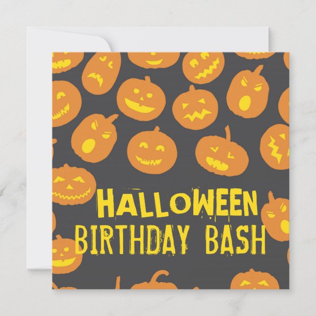Invitación Fiesta de cumpleaños de Jack O'Lantern Halloween (Anverso)