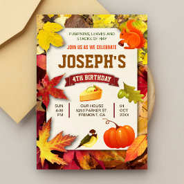 Invitación Fiesta de cumpleaños de jardín de otoño calabaza o