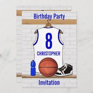 Invitación Fiesta de cumpleaños de Jersey de Baloncesto Blanc