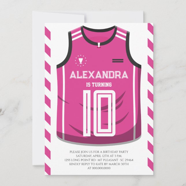 Invitación Fiesta de cumpleaños de Jersey de Baloncesto para  (Anverso)