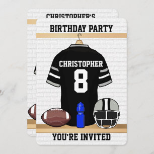 Invitación Fiesta de cumpleaños de Jersey de Black and Grey F