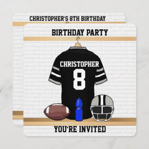 Invitación Fiesta de cumpleaños de Jersey de Black and Grey F