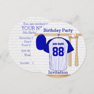 Invitación Fiesta de cumpleaños de Jersey de Blue and White B