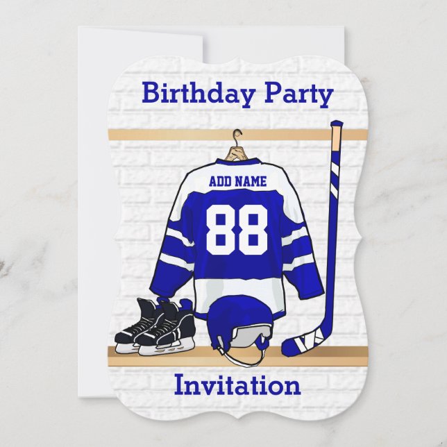 Invitación Fiesta de cumpleaños de Jersey de Hockey sobre Hie (Anverso)