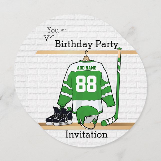 Invitación Fiesta de cumpleaños de Jersey de Hockey sobre Hie (Anverso / Reverso)