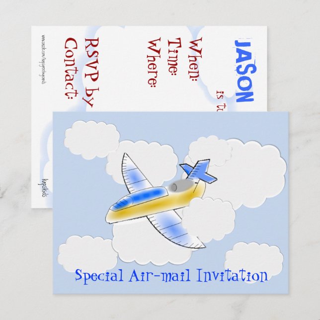 Invitación Fiesta de cumpleaños de Jet Plane (cambiar la edad (Anverso / Reverso)