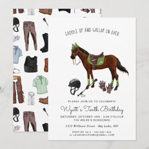 Invitación Fiesta de cumpleaños de jinete de caballo bonito