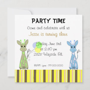 Invitación Fiesta de Cumpleaños de Jirafas Caprichosas