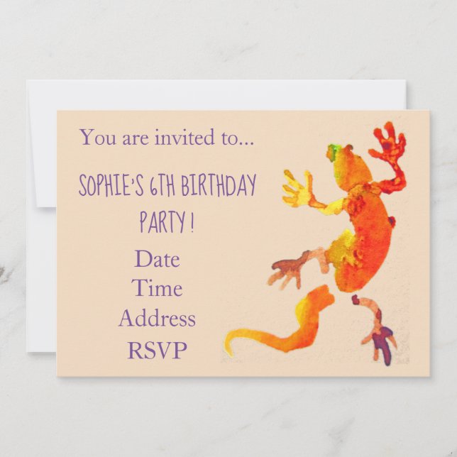 Invitación Fiesta de cumpleaños de jóvenes reptiles de la nat (Anverso)