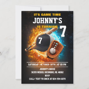 Invitación Fiesta de Cumpleaños de Juego de Béisbol Personali