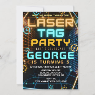 Invitación Fiesta de cumpleaños de juego de etiquetas láser