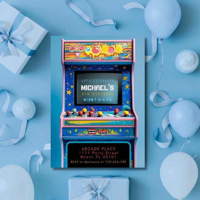 Invitación Fiesta de cumpleaños de juegos de arcade retro (Subido por el creador)