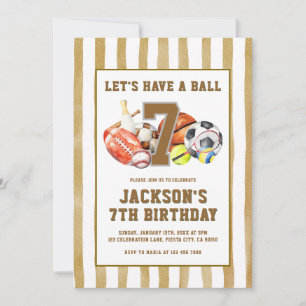 Invitación Fiesta de cumpleaños de juegos de pelota de deport