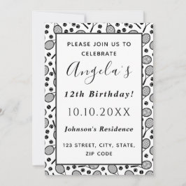 Invitación Fiesta de cumpleaños de jugador de tenis con raque